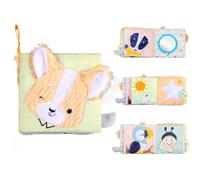 Afenau Livre Tissu Bébé Eveil, Doux Livre en Tissus Pour Bébé avec Miroir et Imprimés Animaliers, LIVRE Sensoriel Bebe, Livres D'éveil pour les Cadeaux de Nouveau-né