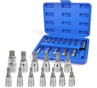 AFEPHE 13 Pièces Douille Torx Male 1/2'', 1/4'', 3/8'', Jeu de Douilles Coffret Douille Cliquet T8 T10 T15 T20 T25 T27 T30 T40 T45 T50 T55 T60 T70 en CR-V