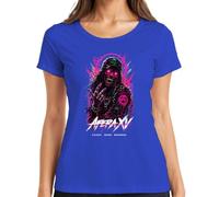 Aferax Chaos Neon Madness Punk Japan Y2K T-shirt pour femme, bleu, M