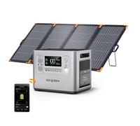AFERIY 2400W 2048Wh Station Électrique Portable avec Panneau Solaire 200W à Cadre en Aluminium, UPS, BMS, Charge Rapide, Générateur Électrique Solaire pour Camping-Car/Hors Réseau/Maison/RV, Argent