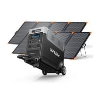 AFERIY Générateur Électrique Portable 3600W avec 2x400W Panneau Solaire Pliable avec Cadre en Aluminium, Battetie Nomade 3840Wh, Recharge de 0-99% en 60 Min, Station Électrique pour Camping/Maison/RV