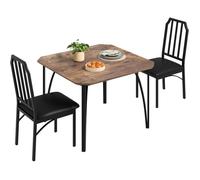 AFF Ensemble table et chaise de salle à manger-Table et 2 chaises rembourrées-2 Personnes,Bords chanfreinés, Couleur rétro