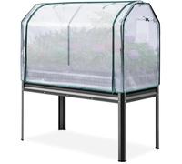 AFF Jardinière surélevée- Bac Potager Surélevé en Métal Noir avec Mini-Serre PE Et Housse De Protection -120 x 60 x 140 cm noir