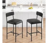 AFF TABOURET DE BAR-Lot de 2 chaises de bar,Chaise de bar,Tabouret haut,dossier X,repose-pieds,pour cuisine îlot bar,noir Noir
