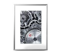 aFFa frames, Alu, Cadre photo en aluminium, facile à nettoyer, Rectangle, avec façade en verre acrylique, Silver Mat, 24x30 cm