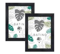 aFFa frames, Batino, Lot de 2 Cadre photo en bois, Light, Rectangle, avec vitre acrylique, dos HDF, Noir, A4, 21x29,7 cm