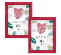 aFFa frames, Batino, Lot de 2 Cadre photo en bois, Light, Rectangle, avec vitre acrylique, dos HDF, Rouge, 15x21 cm