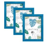 aFFa frames, Batino, Lot de 3 Cadre photo en bois, Light, Rectangle, avec vitre acrylique, dos HDF, Bleu, 15x21 cm