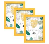 aFFa frames, Batino, Lot de 3 Cadre photo en bois, Light, Rectangle, avec vitre acrylique, dos HDF, Yellow, 15x21 cm