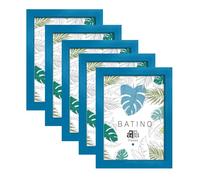 aFFa frames, Batino, Lot de 5 Cadre photo en bois, Light, Rectangle, avec vitre acrylique, dos HDF, Bleu, A4, 21x29,7 cm
