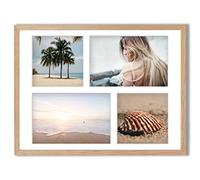 aFFa frames Tisar 24x30 cm Cadre photo en bois avec verre synthétique incassable multi-vues Cadre Multi Photo avec Passe-Partout 4 ouvertures pour 2 images 10x15 cm et 2 images 10x10 chêne (05)
