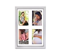 aFFa frames Tisar 30x40 cm Cadre photo en bois avec verre synthétique incassable multi-vues Cadre Multi Photo avec Passe-Partout 4 ouvertures pour 4 images 10x15 cm Argent (02)