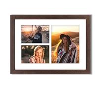 aFFa frames Tisar 30x40 cm Cadre photo en bois avec verre synthétique incassable multi-vues Cadre Multi Photo avec Passe-Partout 3 ouvertures pour 2 images 10x15 cm et 1 image 15x21 Bronzé (22)