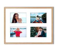 aFFa frames Tisar 30x40 cm Cadre photo en bois avec verre synthétique incassable multi-vues Cadre Multi Photo avec Passe-Partout 4 ouvertures pour 4 images 10x15 cm chêne (05)