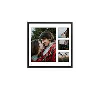aFFa frames Tisar 40x40 cm Cadre photo en bois avec verre synthétique incassable multi-vues Cadre Multi Photo avec Passe-Partout 4 ouvertures pour 1 image 30x21 cm et 4 images 9x9 Noir (88)