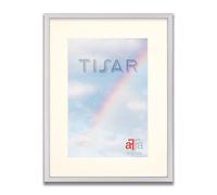 aFFa frames Tisar Cadre photo en bois avec passe-partout 30x40 cm Crème, clair, rectangulaire, avec façade en verre acrylique, panneau arrière en HDF Silver (02) 40x50 cm