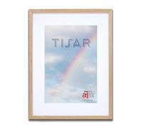 aFFa frames Tisar Cadre photo en bois avec passe-partout 40x60 cm Blanc, léger, rectangulaire, avec façade en verre acrylique, panneau arrière en HDF Chêne (05) 50x70 cm