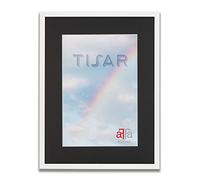 aFFa frames Tisar Cadre photo en bois avec passe-partout 42x59,4 cm Noir, clair, rectangulaire, avec façade en verre acrylique, panneau arrière en HDF Blanc (77) 50x70 cm