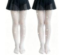 AffeGifts Collant Résille Noir Fille, 2 Paires Collant Brillant Avec Rhinestones, Collant Résille Strass Fille Pour Ballet Rocker Danse Halloween Fête