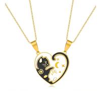 AffeGifts Collier D'amitié Pour 2, Collier Meilleure Amie En Forme De Cœur Qui S'embrasse, Collier Chat BFF, Cadeaux D'amitié Assortis Pour Meilleurs Amis, Âmes Sœurs, Couples Anniversaire Noël