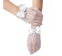 AffeGifts Gants Princesse, Gants de Fille de Fleur de Mariage Costume de Filet de Poisson Gant Purs Pour la Fête du thé Sainte Communion Pour 4-12 ans
