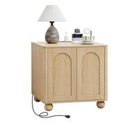 affeivul Table d'appoint de lit avec station de charge, table de chevet moderne du milieu du siècle avec 2 portes, table d'appoint carrée avec rangement pour canapé, salon, petits espaces, table