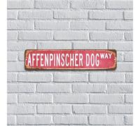 Affenpinscher Dog Way Panneau en métal avec nom de chien, cadeau pour amoureux des animaux domestiques, décoration pour buanderie, pubs, club, nom d'animal de compagnie, panneau en étain pour clôture