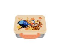 Affenzahn Boîte à pain en acier inoxydable avec compartiment séparé, passe au lave-vaisselle, avec motif coloré Savane ensoleillée - Orange