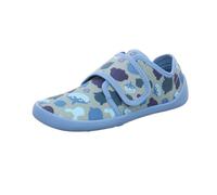 Affenzahn Chausson Coton Movy avec fermeture auto-agrippante, antidérapantes, flexibles et légères, idéales pour la maternelle et la crèche, tailles 21 à 32 Requin - Bleu