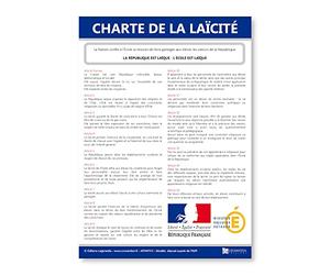 Affichage Charte de la laïcité - Plastifié - Kit de fixation inclus (pastilles adhésives) - Fabriqué en France