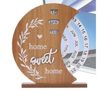 Affichage de la date de bureau - Calendrier perpétuel rotatif 200 g pour salon, chambre à coucher | Calendrier rotatif manuel décoratif en bois | Changeur de date manuel pour une installation de