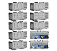 Affichage de la voiture moulée, carasse d'affichage 1/64 - Boîte de rangement de jouets de course 1/64 Échelle | Ensemble de boîtes d'affichage de véhicule jouet empilable de 10 avec couvercle de pous