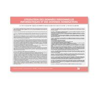 Affichage de l'utilisation des données personnelles informatiques et des données nominatives - Format A4 - Plastifié deux faces - Kit de fixation inclus (pastilles adhésives) - Fabriqué en France