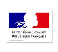Affichage Devise de la République Française - Plastifié - Kit de fixation inclus (pastilles adhésives) - Fabriqué en France