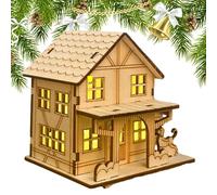 Affichage du Village de Noël - Modèle de Village de Noël éclairé | Cabine en Bois Artisanale DIY, Figurines de Collection avec lumières LED, décorations de noël, décoration de Maison
