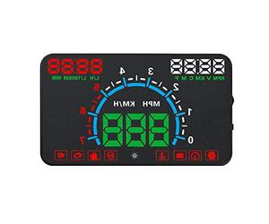 Affichage HUD de voiture, indicateur de vitesse numérique pour projecteur d'affichage tête haute de voiture Riloer avec écran d'affichage HD de 5,8 pouces, interface OBDII EUOBD, tr/min