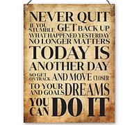 Affichage murale en métal - Citation inspirante - « Never quit You can do it » - 15 x 20 cm