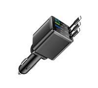 Affichage numérique pour voiture - 3 ports - Cordon rétractable de 70 cm - Rotation rapide à 180° - Petite puce - Chargement sûr pour téléphones - Sans rétractable