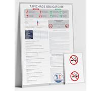 Affichage Obligatoire Entreprise 2026 - Pack Conformité Code du Travail (2 Affiches Modulaires+Sticker A5 Interdit de Fumer)-résistant à l'humidité, Effaçable, Adhésifs inclus - Fabriqué en France