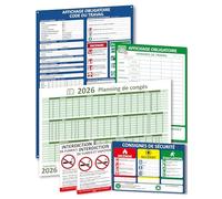Affichage Obligatoire Entreprise 2026 Panneaux PVC Résistants avec Fixations Incluses - Horaires de Travail, Consignes de Sécurité, Code du Travail, Planning des Congés