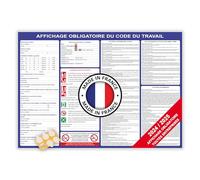 Affichage obligatoire entreprise code du travail 2026 - Affichage réglementaire entreprise - Panneau affichage obligatoire salariés format A2 pour écriture permanente + pastilles adhésives