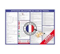 Affichage obligatoire entreprise code du travail nouvelle version 2025 - Affichage réglementaire entreprise - Panneau affichage obligatoire plastifié A2 effaçable + feutre fourni + pastilles adhésives