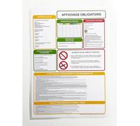 Affichage OBLIGATOIRE pour toutes les entreprises dès le 1er salarié - Toutes les informations obligatoires regroupées sur un seul panneau en format portrait - Affichage format A4 plastifié, Matt.