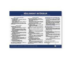 Affichage Règlement Intérieur - Plastifié et effaçable - Kit de fixation inclus (pastilles adhésives) - Fabriqué en France