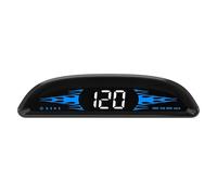 Affichage tête haute de voiture G2, compteur de vitesse numérique HUD avec design semi-incurvé, thème flamme bleue, guide de vitesse en temps réel, 3 unités d'affichage, pour les aventures en plein