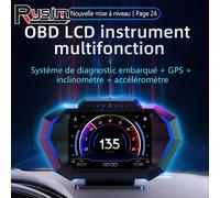Affichage Tête Haute P24 Pour Voiture,Hud Avec Écran Lcd,Obd2,Gps,Système Pour Touristes,Compteur De Vitesse,Affichage Tête Haute Pour Voiture Avec Jauge De Prise Obd2 #B