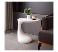 Affichages Table d'appoint en ABS 19,6 x 21, Pouces, Petite Table Basse Ronde, for la Maison et Le Bureau, de lit, canapé, for Salon, Chambre à Coucher, Salle réunion Tous Les Jours(Blanc)