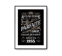 Affiche 1955 Femme Parfaite 70 ans| Poster Tableau Anniversaire Année de naissance Humour pour décoration murale qualité papier Premium A4