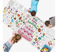 Affiche à colorier d'anniversaire, grand papier d'activité à colorier 190cm x 78cm, format jumbo, papier polyvalent, peinture et dessin DIY, bannière/nappe pour l'école, fêtes d'anniversaire