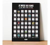 Affiche à Gratter Anniversaire - 18 ans - 20 ans - 30 ans - 40 ans - 50 ans - 60 ans - Retraite (A mes 60 ans - Affiche à gratter)